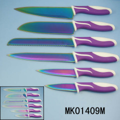 6PCS TITANIZE KITCHEN KNIVES and PLASTIC COVER