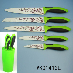 5PCS KITCHEN KNIFE SET NON STICK COATING with RESIN