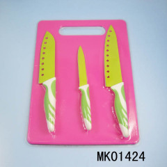 3PCS NON STICK COATING KNIVES and PLASTIC CUTTING BOARD style 2