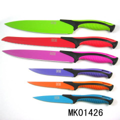 5PCS NON STICK COATING KNIVES with RUBBER Handle