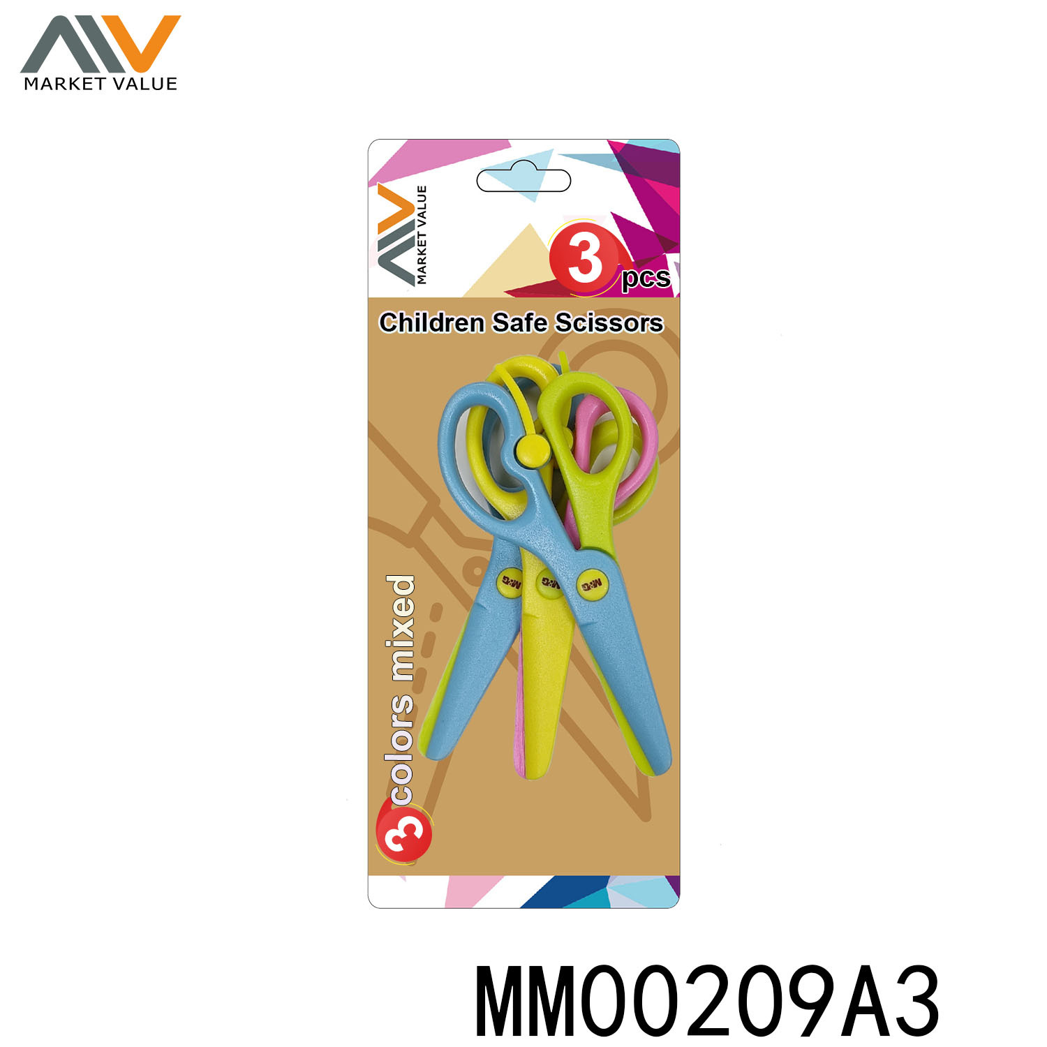 3 PIECE 100% PLASTIC CHILDEN SAFE SCISSORS