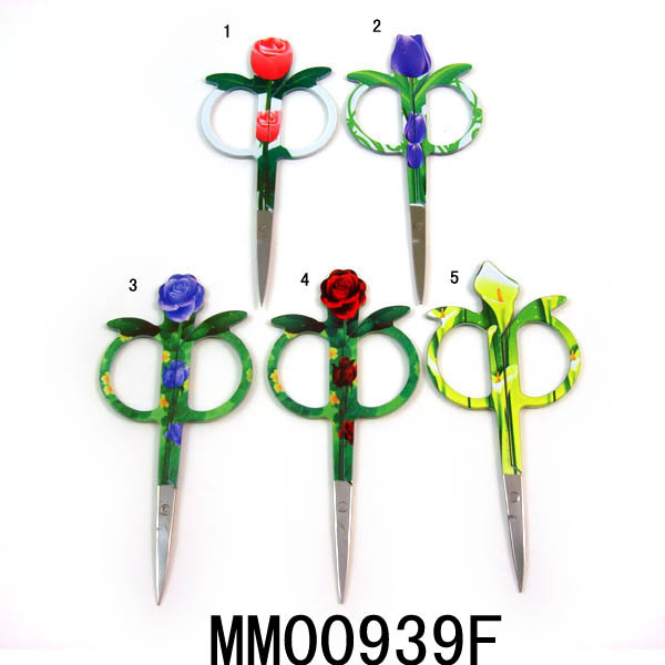 BEAUTY SCISSORS with FLOWER DESIGN DRAPE COATING Handle
