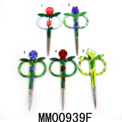 BEAUTY SCISSORS with FLOWER DESIGN DRAPE COATING Handle