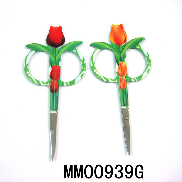 BEAUTY SCISSORS with Dianthus caryophyllus DESIGN DRAPE COATING Handle