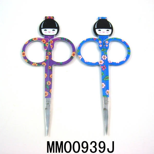 BEAUTY SCISSORS with JAPANESE DOLL DESIGN DRAPE COATING Handle
