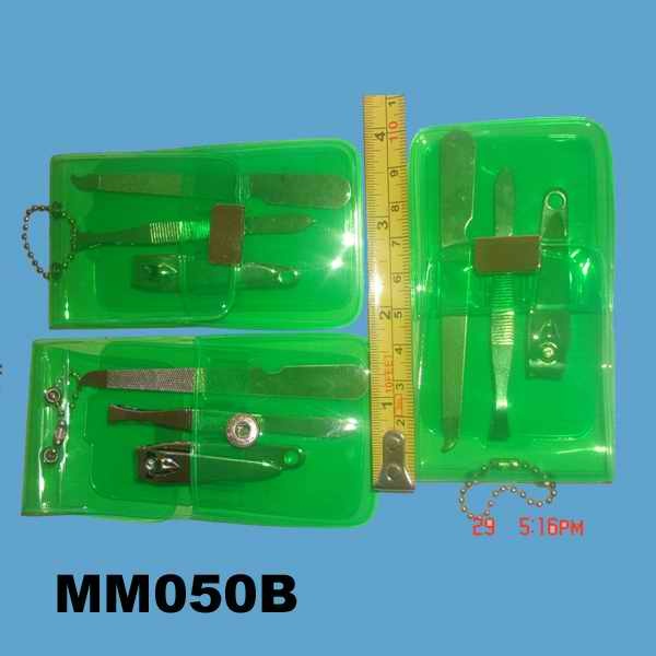 SET of 3 pcs manicure set with in SANEXin white color logo imprint on the pouch green color PMS 382C