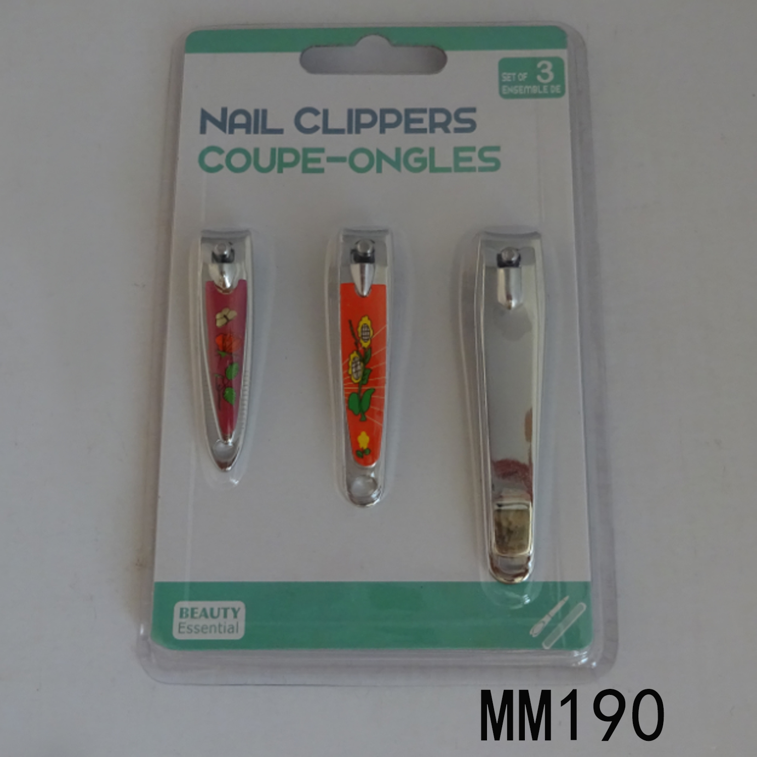 3PC NAIL CLIPPER without PLASTIC STICKER