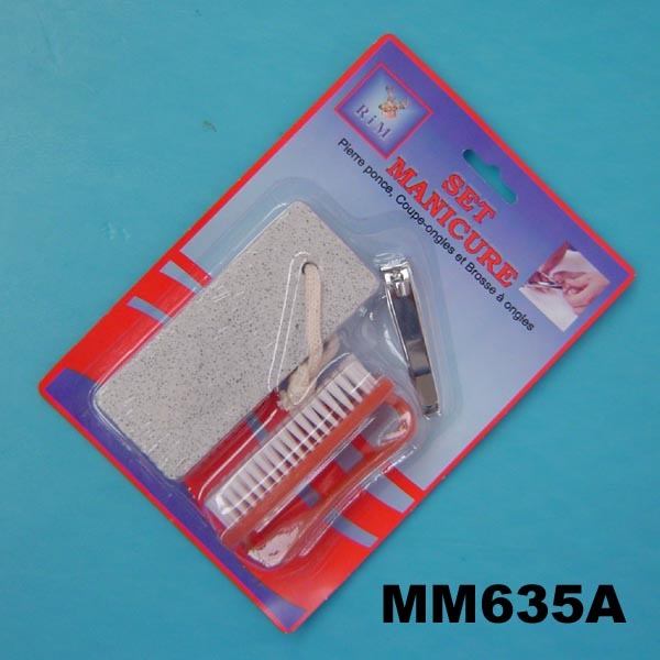 3PCS MANICURE SETFOOT FILE NAIL CLIPPERS PLASTIC BRUSH