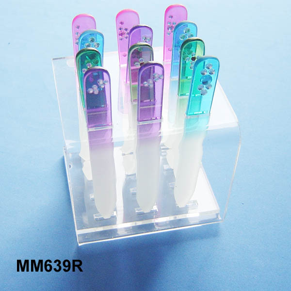 Transparent Glass Nail File with Stand