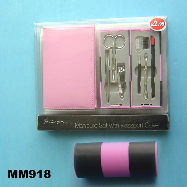 6PCS MANICURE SET and PASSPORT COVER in PVC BOX