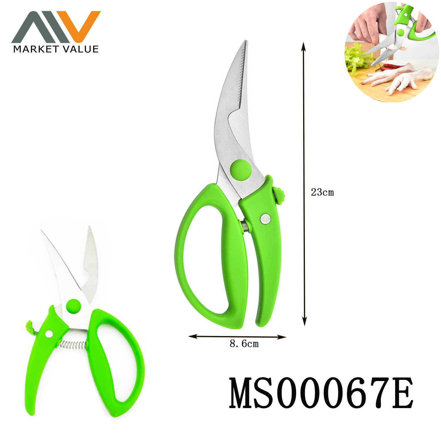 9 in SS Chicken Scissors with PP Handle