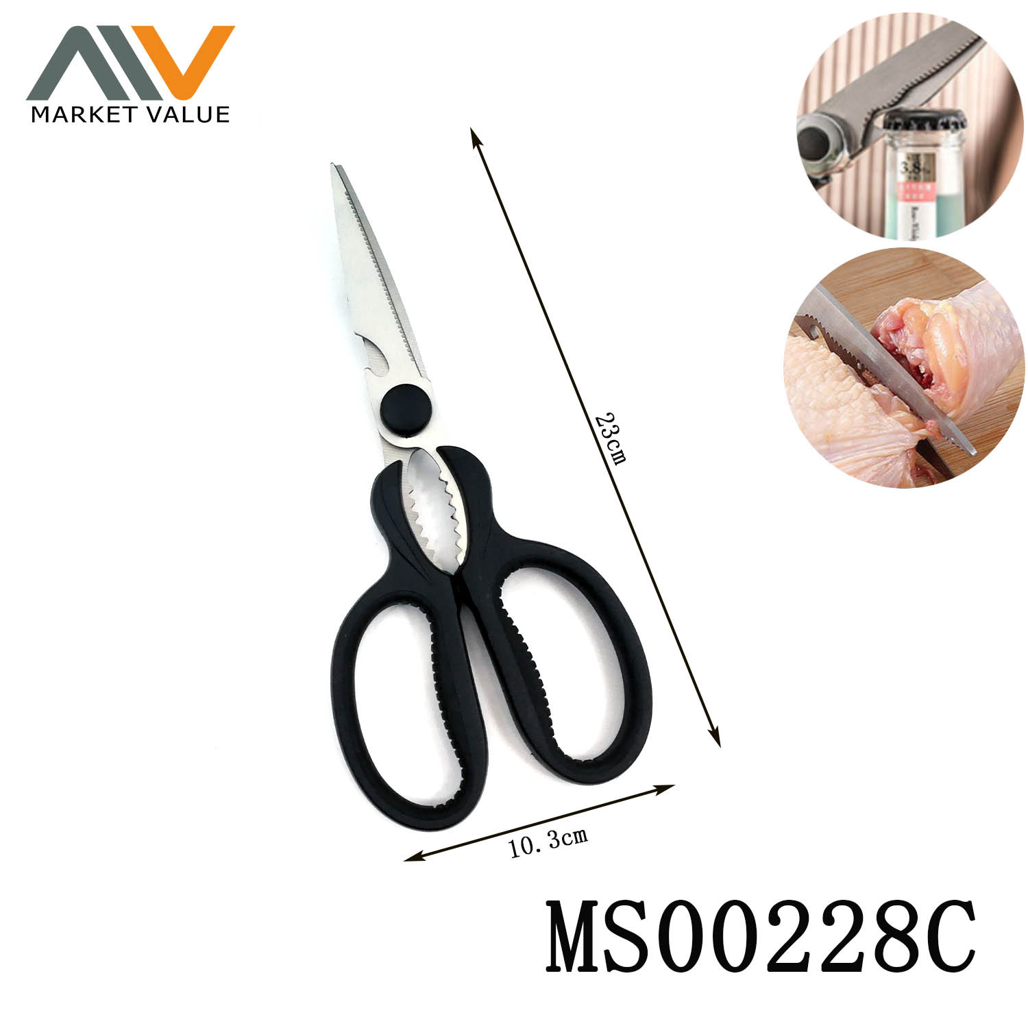 9 in MULTI FUNCTION Scissors with PP with TPR Handle