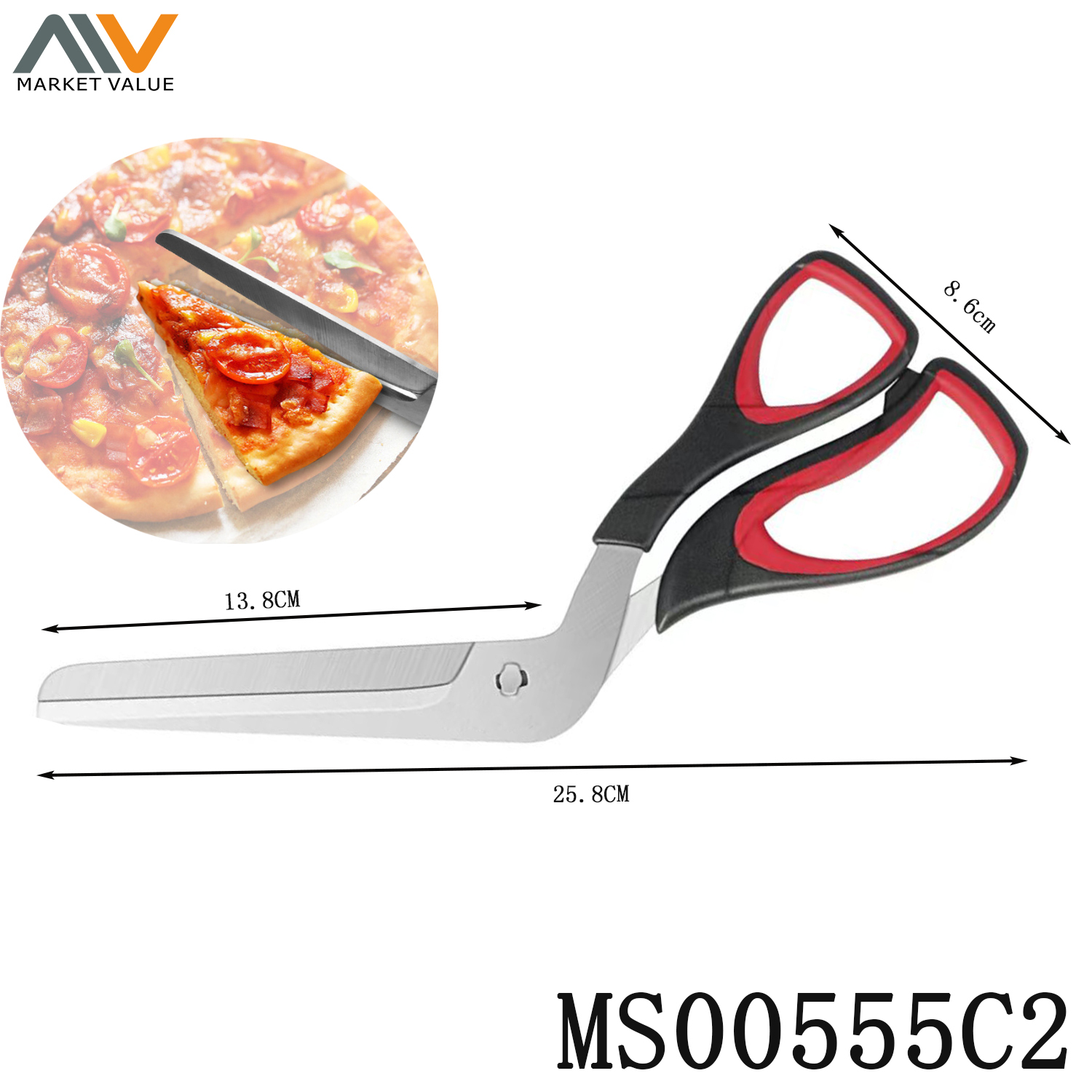SS Divisible PIZZA Scissors with PP Handle TC