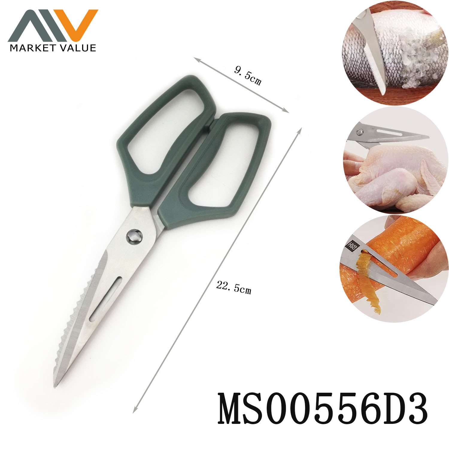 9 in Multifunction Kitchen Scissors PP Handle