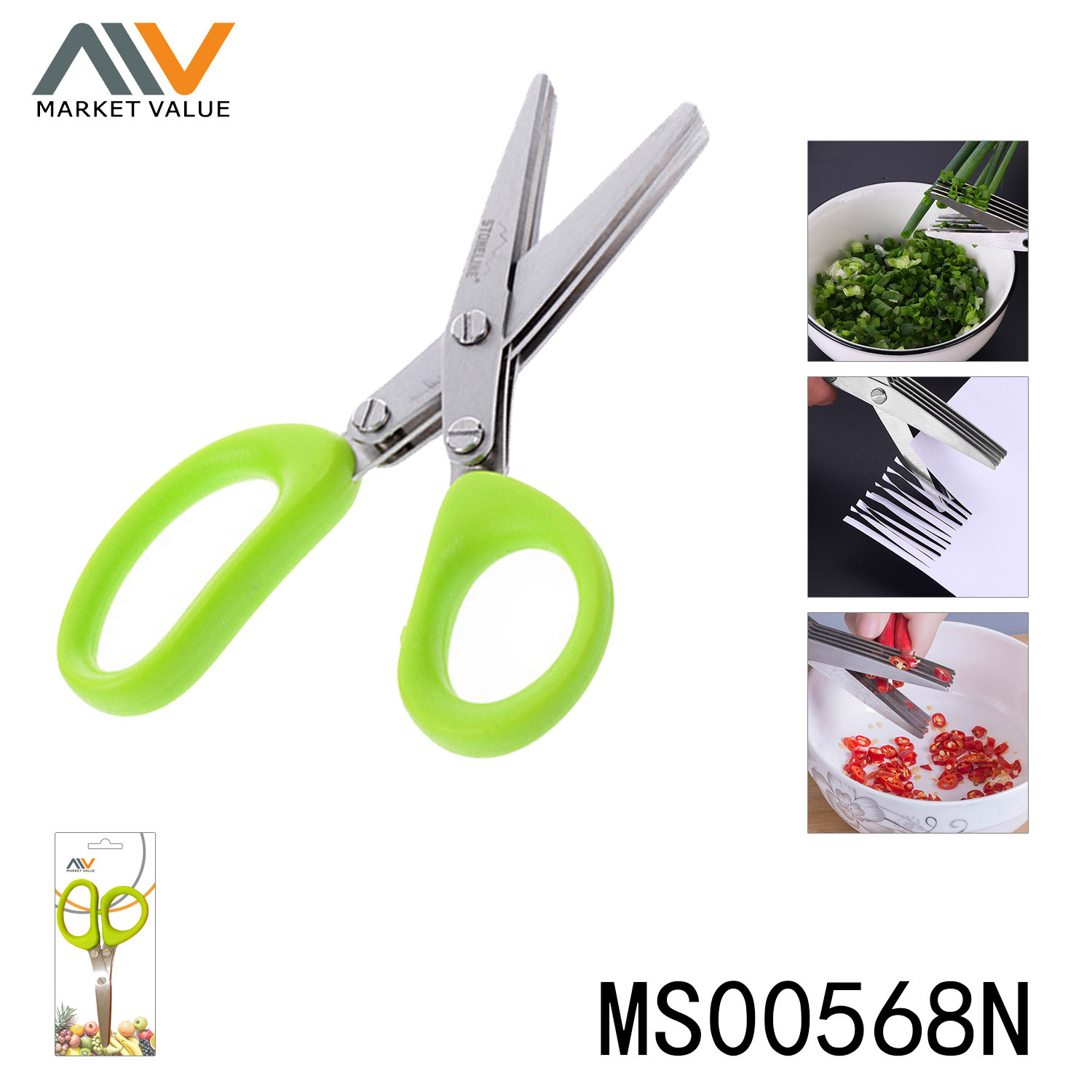 5 in PLASTIC Handle SS 3 BLADES MULTI FUNCTION SCISSORS