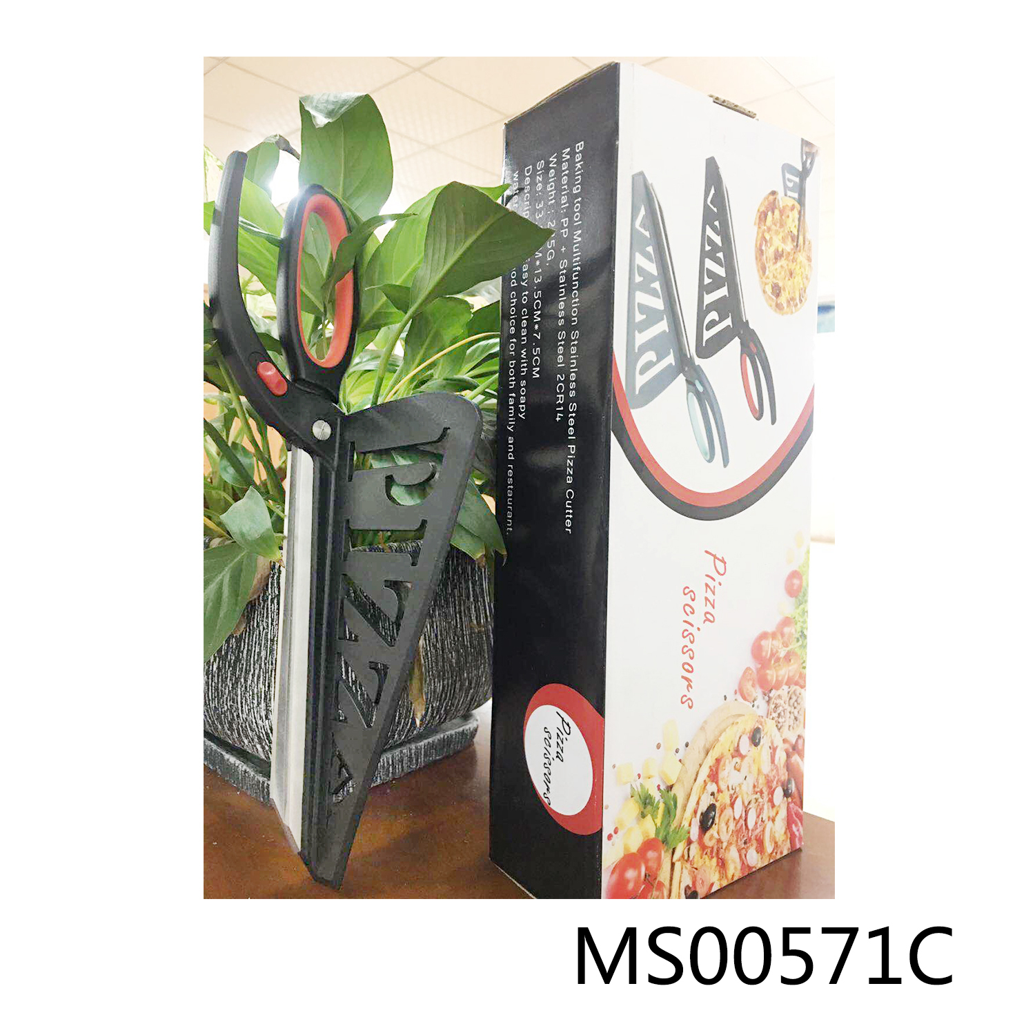RUBBER Handle SS PIZZA SCISSOR BOX