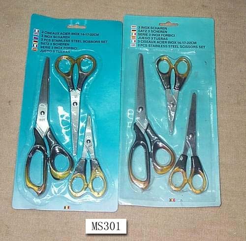 3PCS SCISSORS TRANSPARENT GRIP