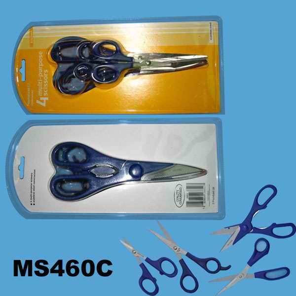 4PCS SS SCISSORS 3CLR RED BLUE BLACK