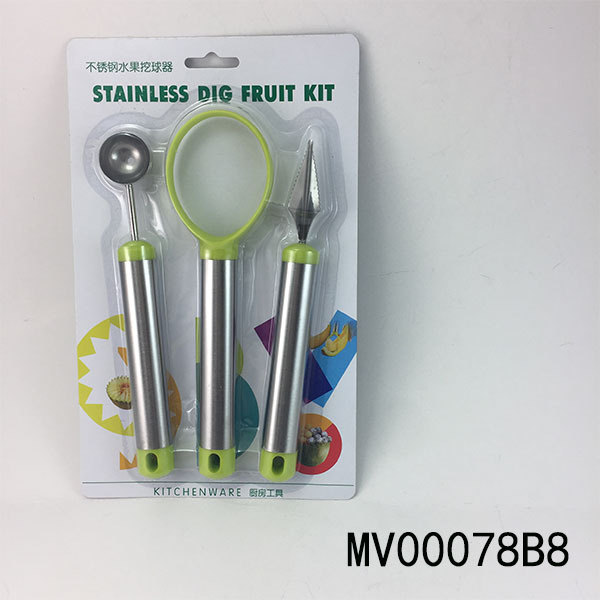 STAINLESS STEEL FRUIT SCOOP 3 PIECE SET