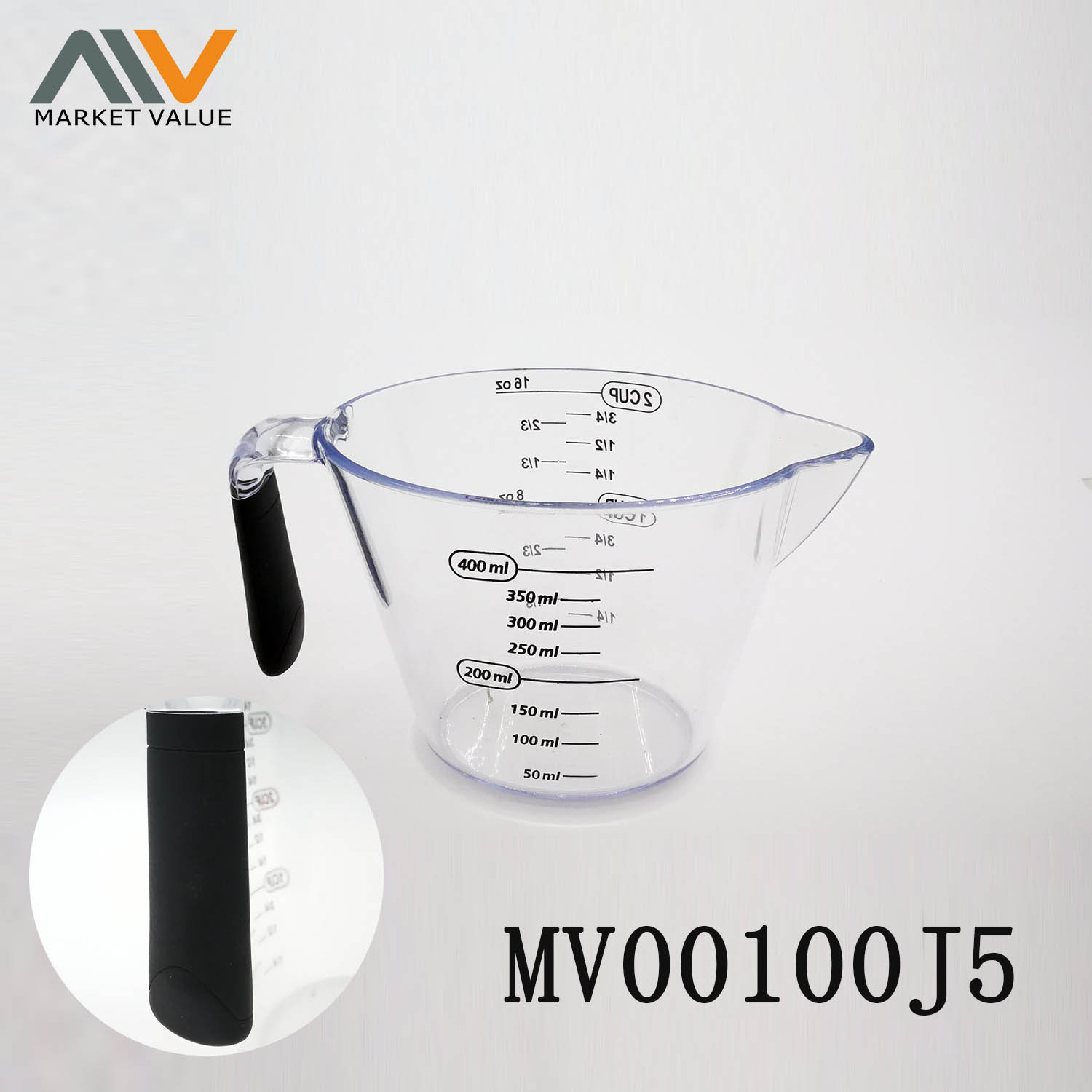 400ml Plastic Measuer Cup with TPR Handle Bag