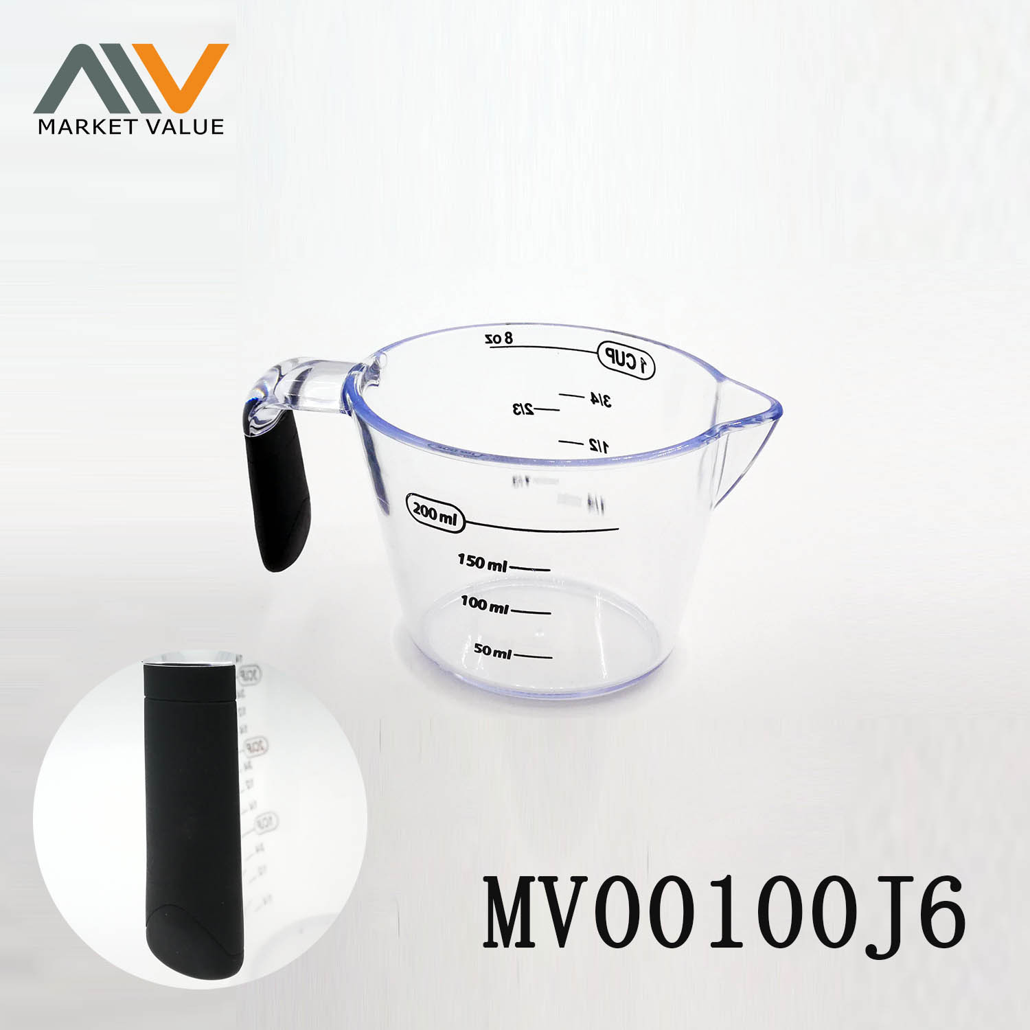 200ml Plastic Measuer Cup with TPR Handle Bag
