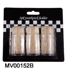 3PCS CANISTERS WOODEN TOOTHPICKS SET 75PCS EACH CASE
