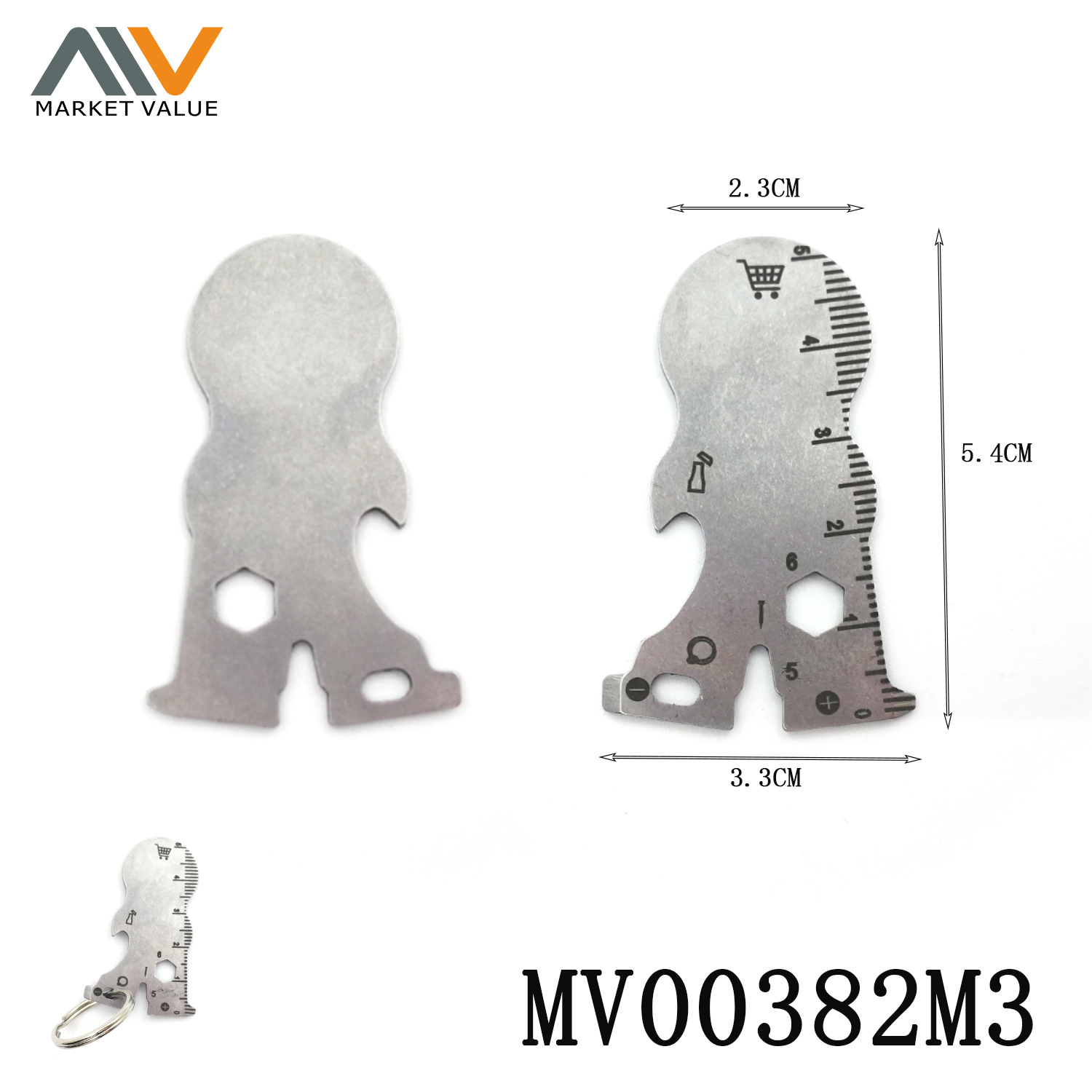 SS Shopping Car Key with Token with Tools in polybag