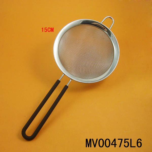15CM SS DOUBLE NET STRAINER with SILICONE Handle HANG TAG