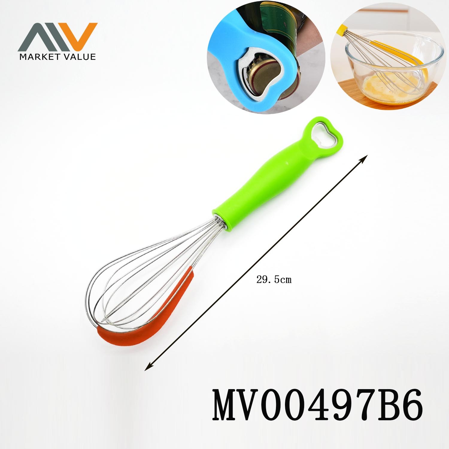 10in SS Egg Beater WBottle Opener PP Handle TC