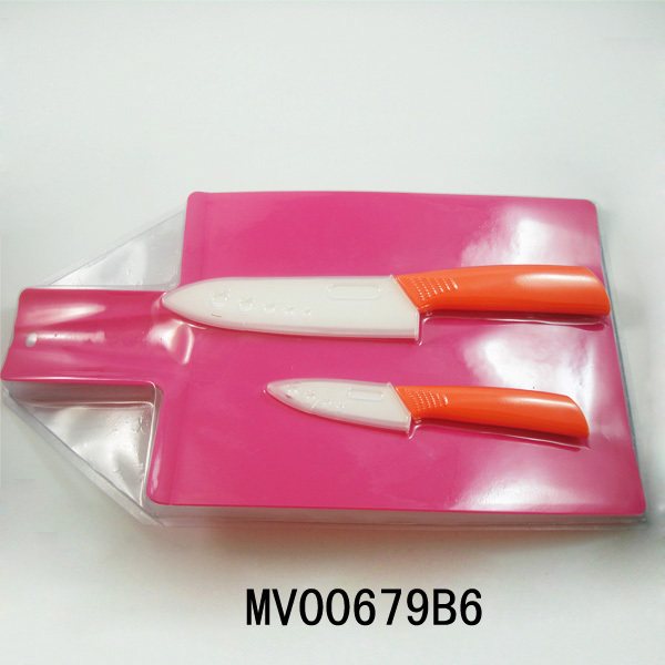 PLASTIC FLODING CUTTING BOARD with 3in 6in CERAMIC KNIFE