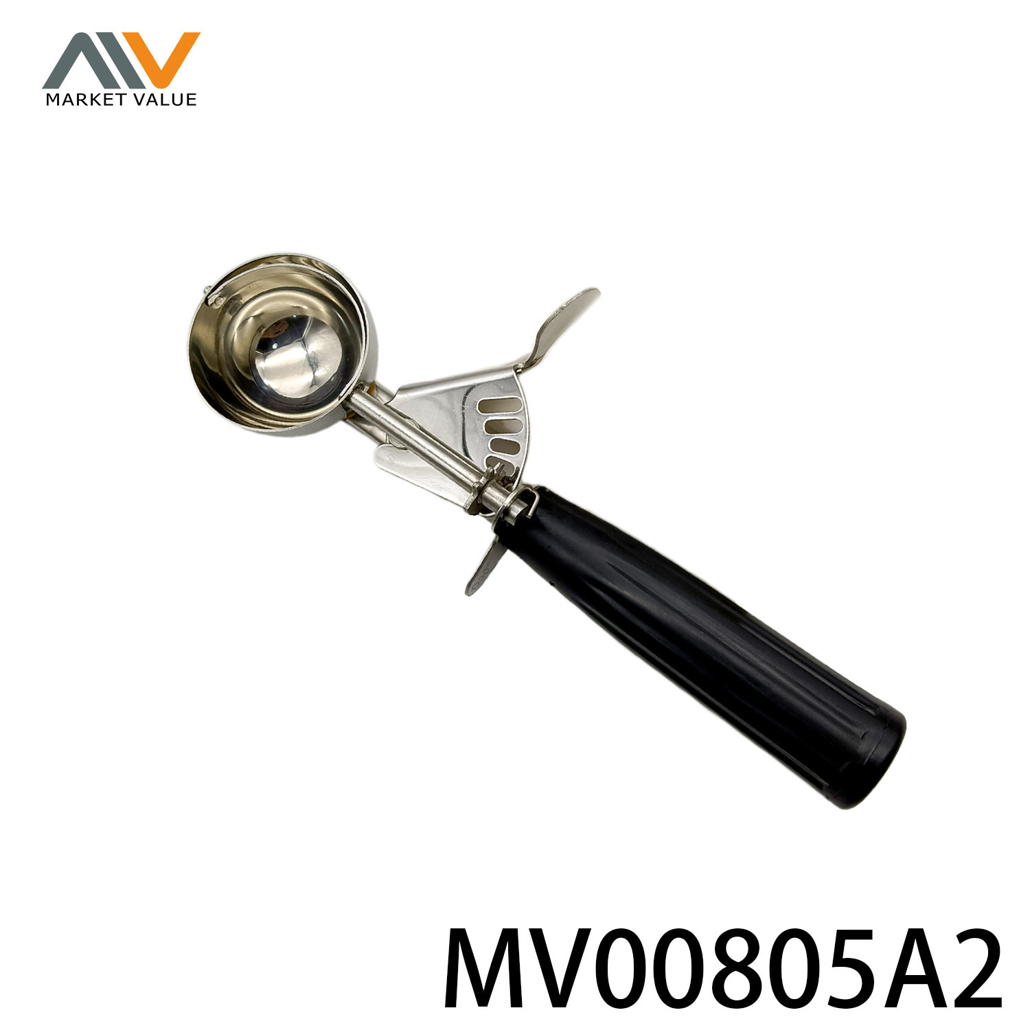 47mm 304 SS Ice Cream Scoop Black PP Handle