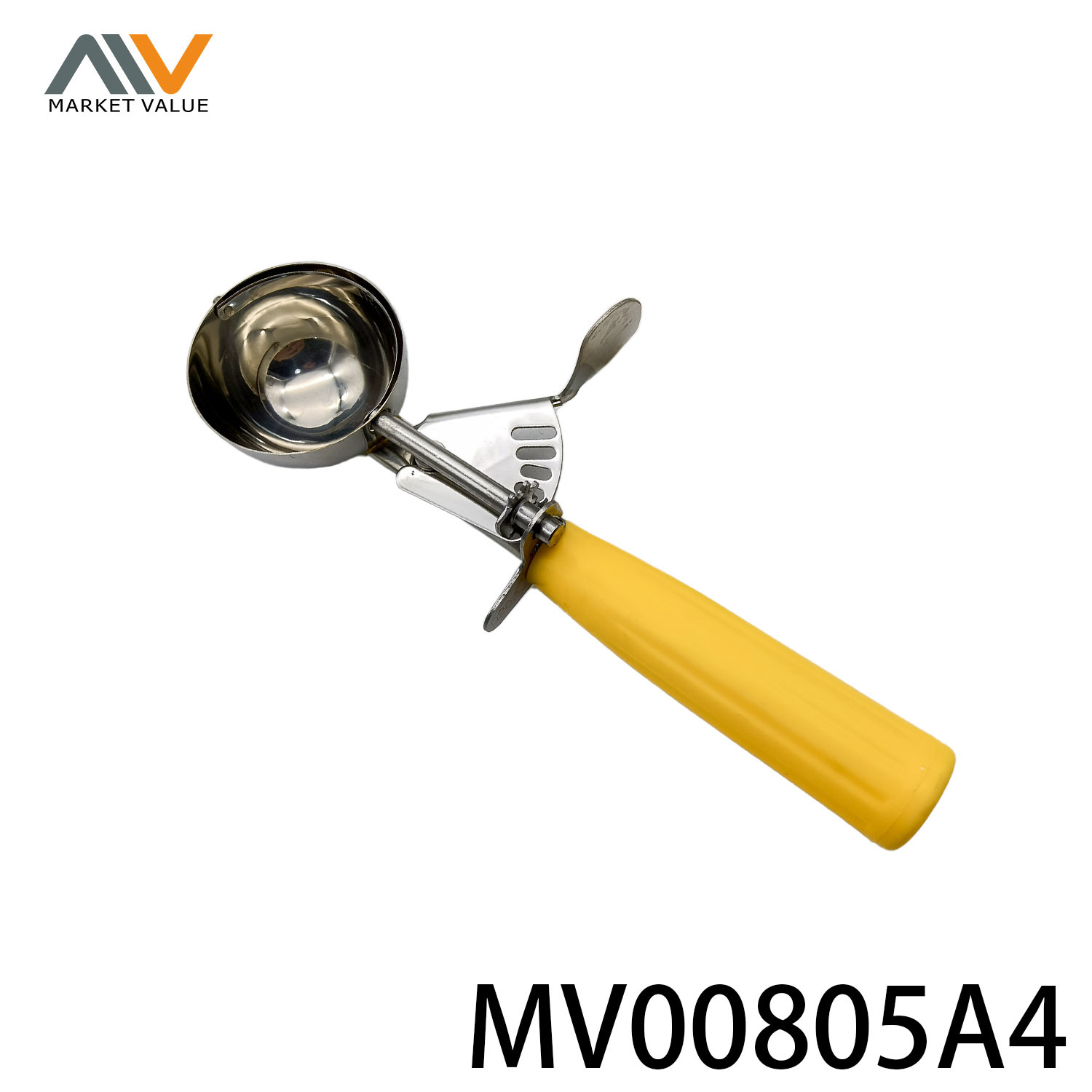 55mm 304 SS Ice Cream Scoop Yellow PP Handle CB