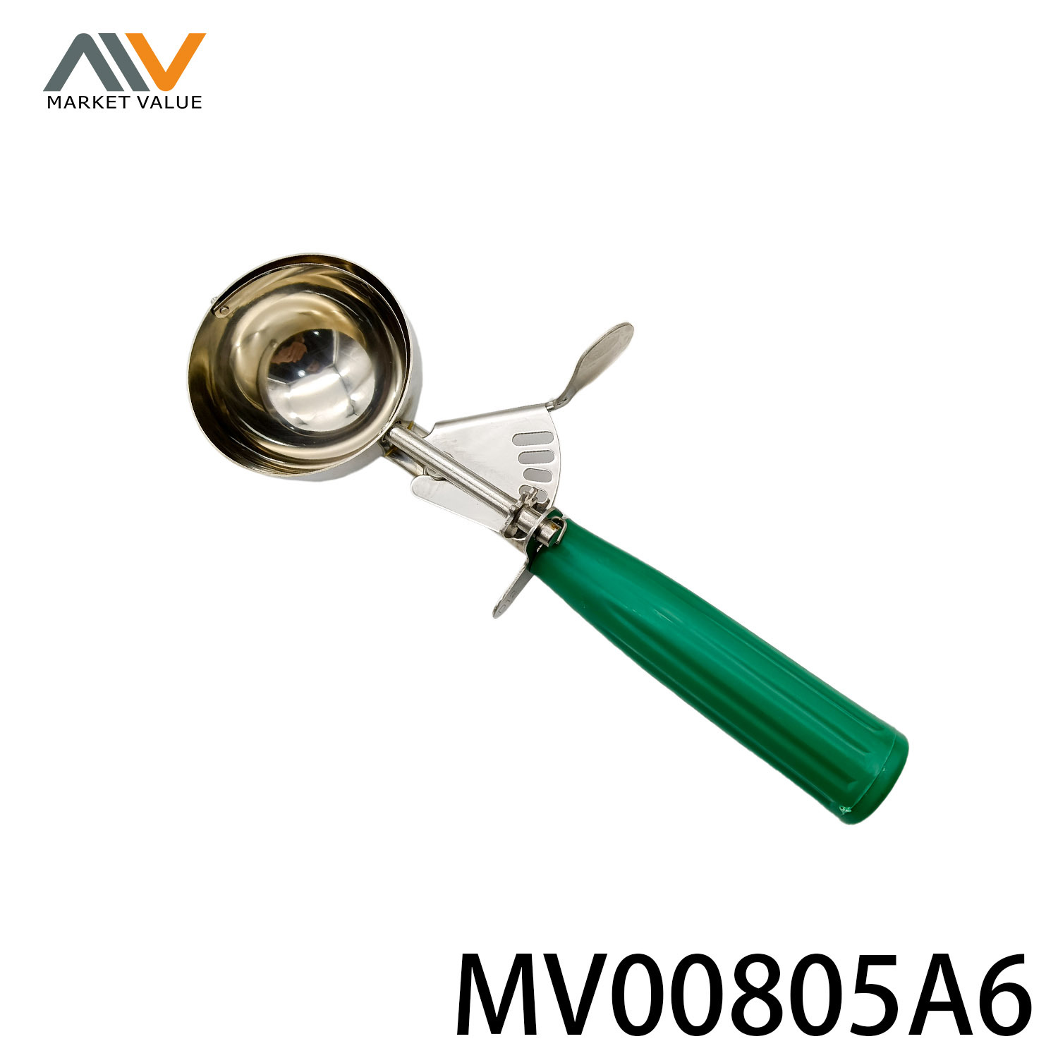 65mm 304 SS Ice Cream Scoop Green PP Handle CB