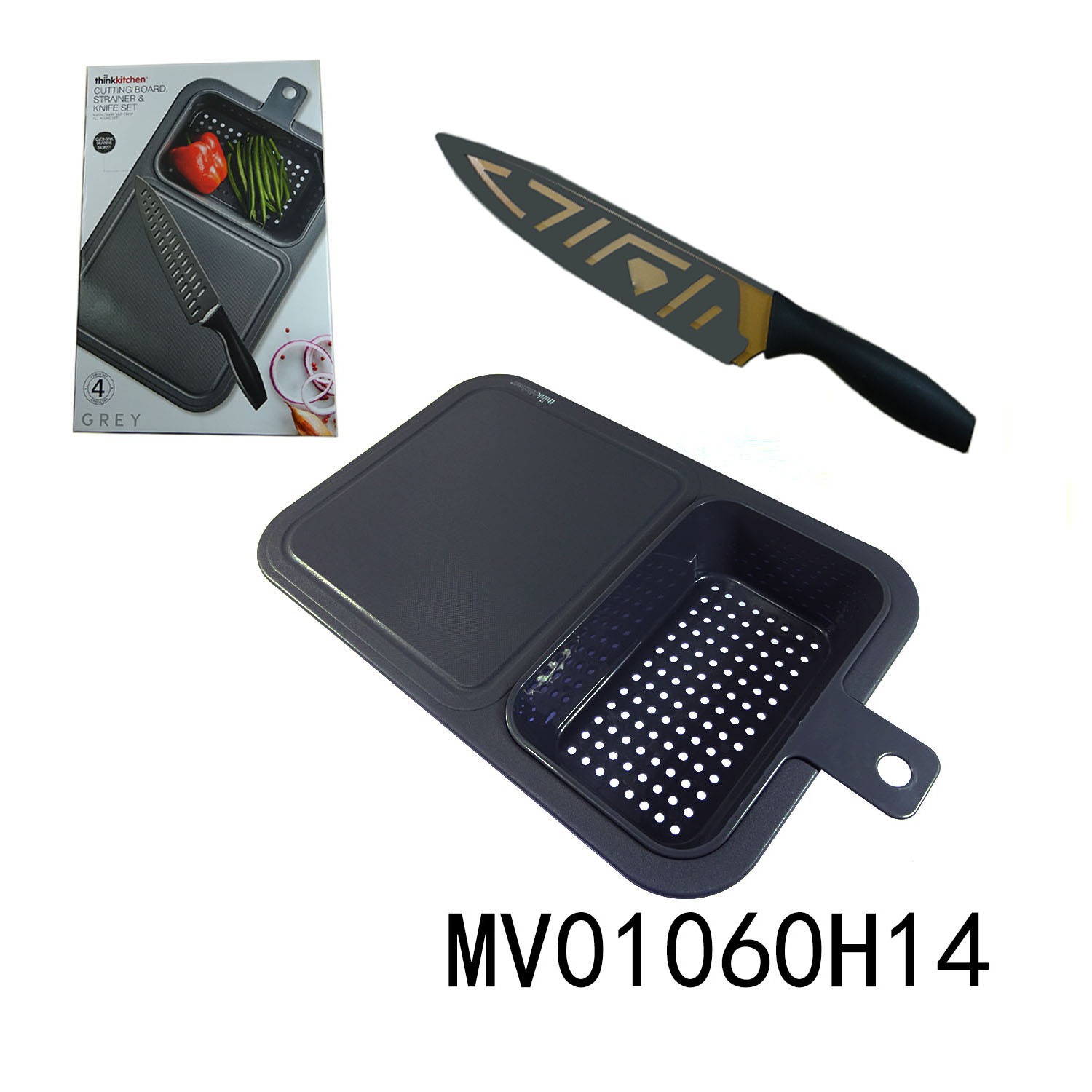 CUTTING BOARD STRAINER and KNIFE SET CB