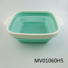 SQUARE STRAINER VAGETABLE BASKET FOLDINGABLE PP with TPR TAG