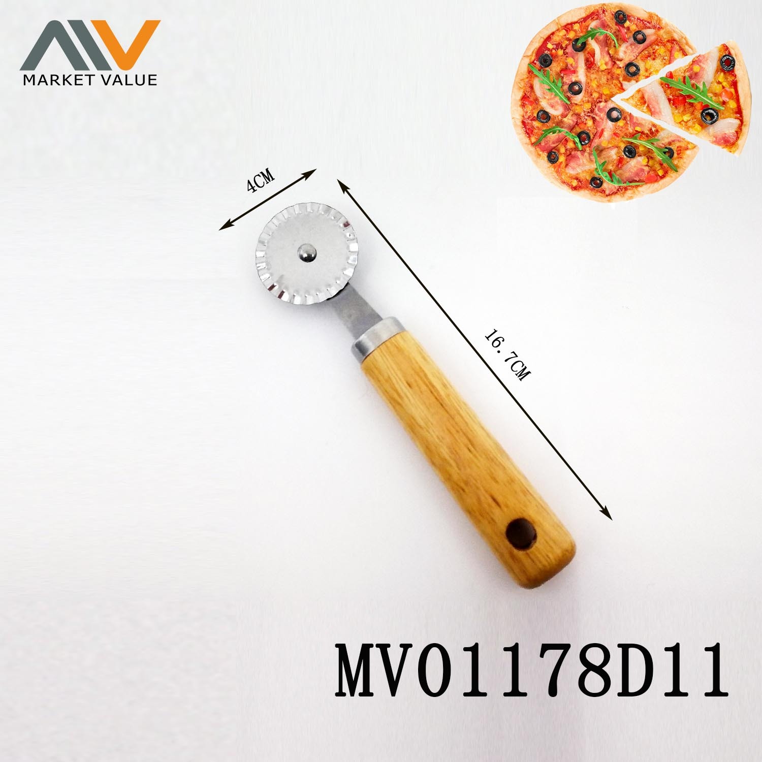 Pizza Cutter with Wooden Handle TC