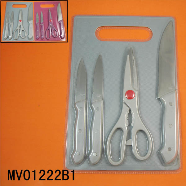 CHEF KNIFE with FRUIT KNIFE with CUTTING BOARD
