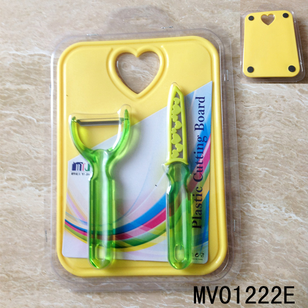 FRUIT KNIFE and PEELER and CUTTING BOARD SET SHRINK