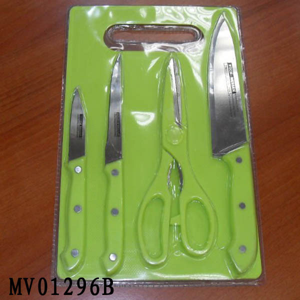 3PCS KNIVES with 9110 SCISSORS with CUTTING BOARD