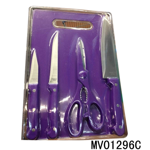 3PCS KNIVES with 9110 SCISSORS with CUTTING BOARD WHITE BOARD