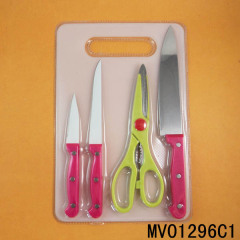 3PCS KNIVES with 9110 SCISSORS with CUTTING BOARD style 2