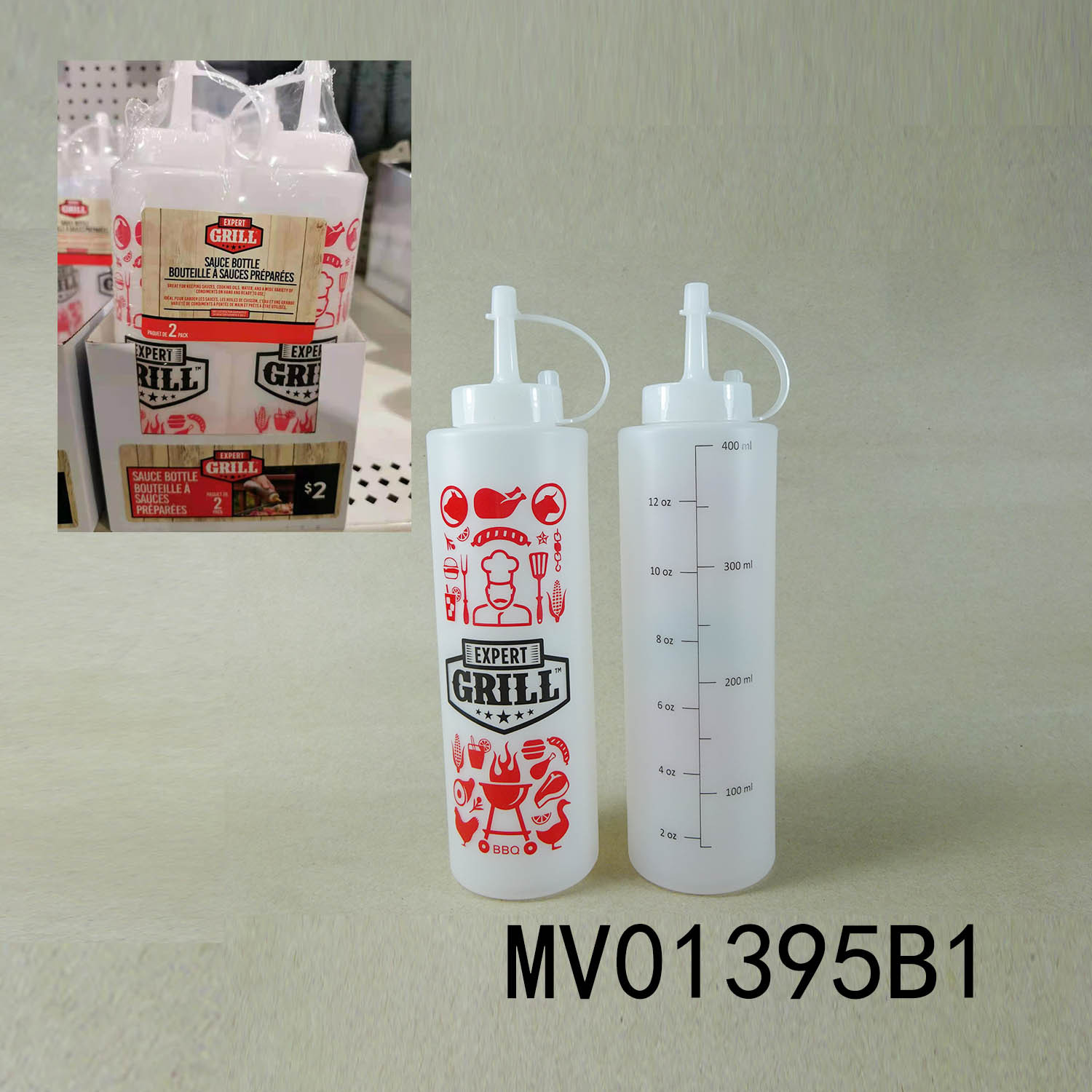 PLASTIC FOOD PREP SQUEEZE BOTTLE 6SET DISPLAY BOX