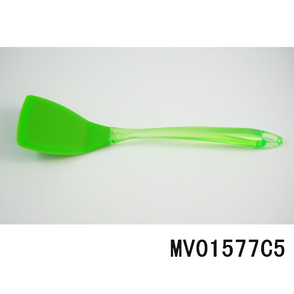 SILICONE HEAD SOLID TURNER KITCHEN TOOLS WBLACK TRANSPARENT Handle TC