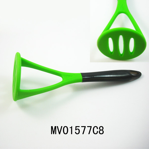 SILICONE HEAD PATATO PRESS KITCHEN TOOLS with TRANSPARENT Handle