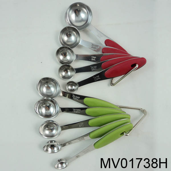 5PCS SILICONE Handle SS MEASURING SPOON SET