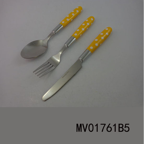 SS 430 3PCS PLASTIC Handle CUTLERY SET style 2