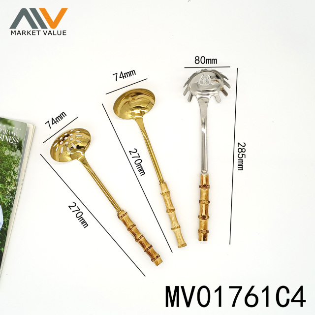 3PCS 304SS KITCHEN UTENSIL REAL NATURE Handle CB