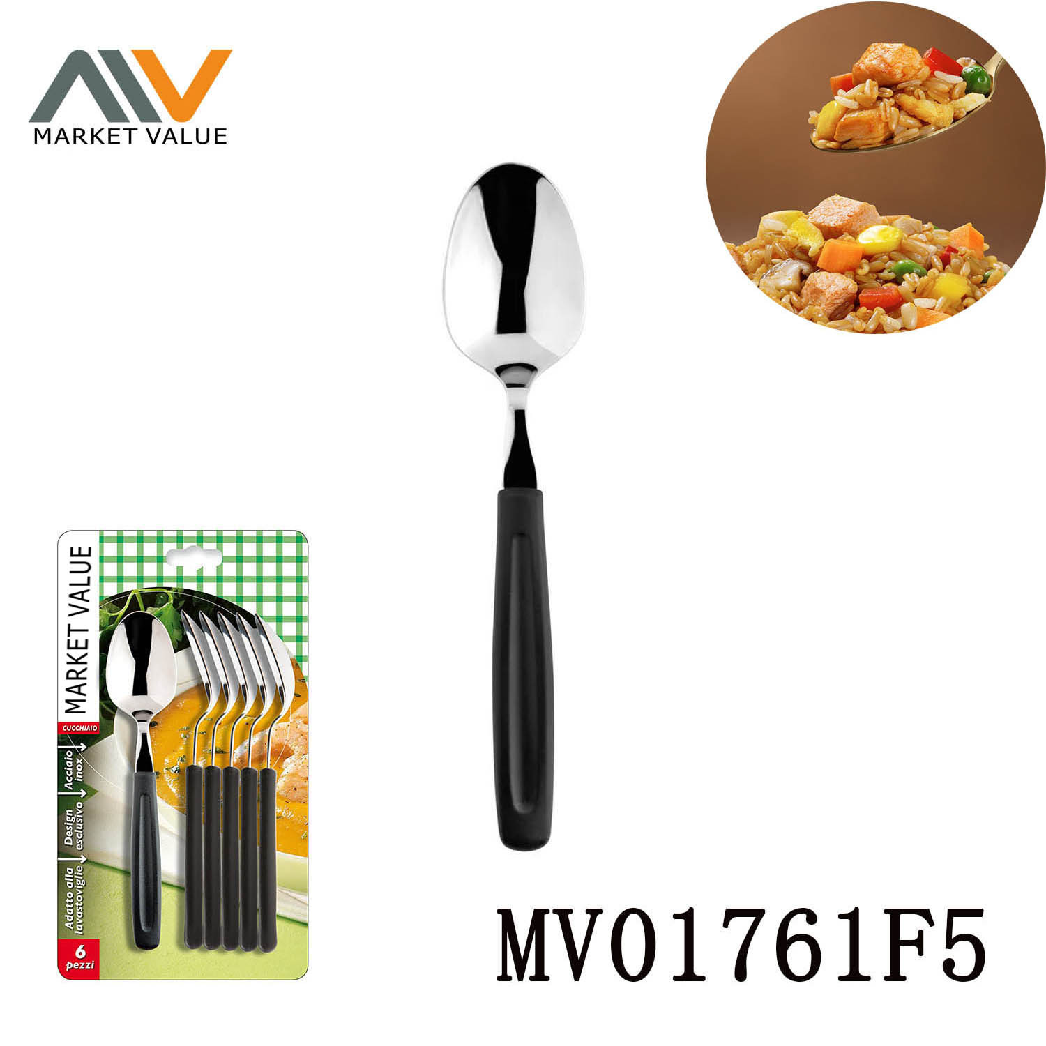 SET of 6 Pcs SS Dinner Spoon with PP Handle