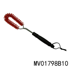 BBQ GRILL NYLON BRUSH with PP Handle and LEATHER HANGING