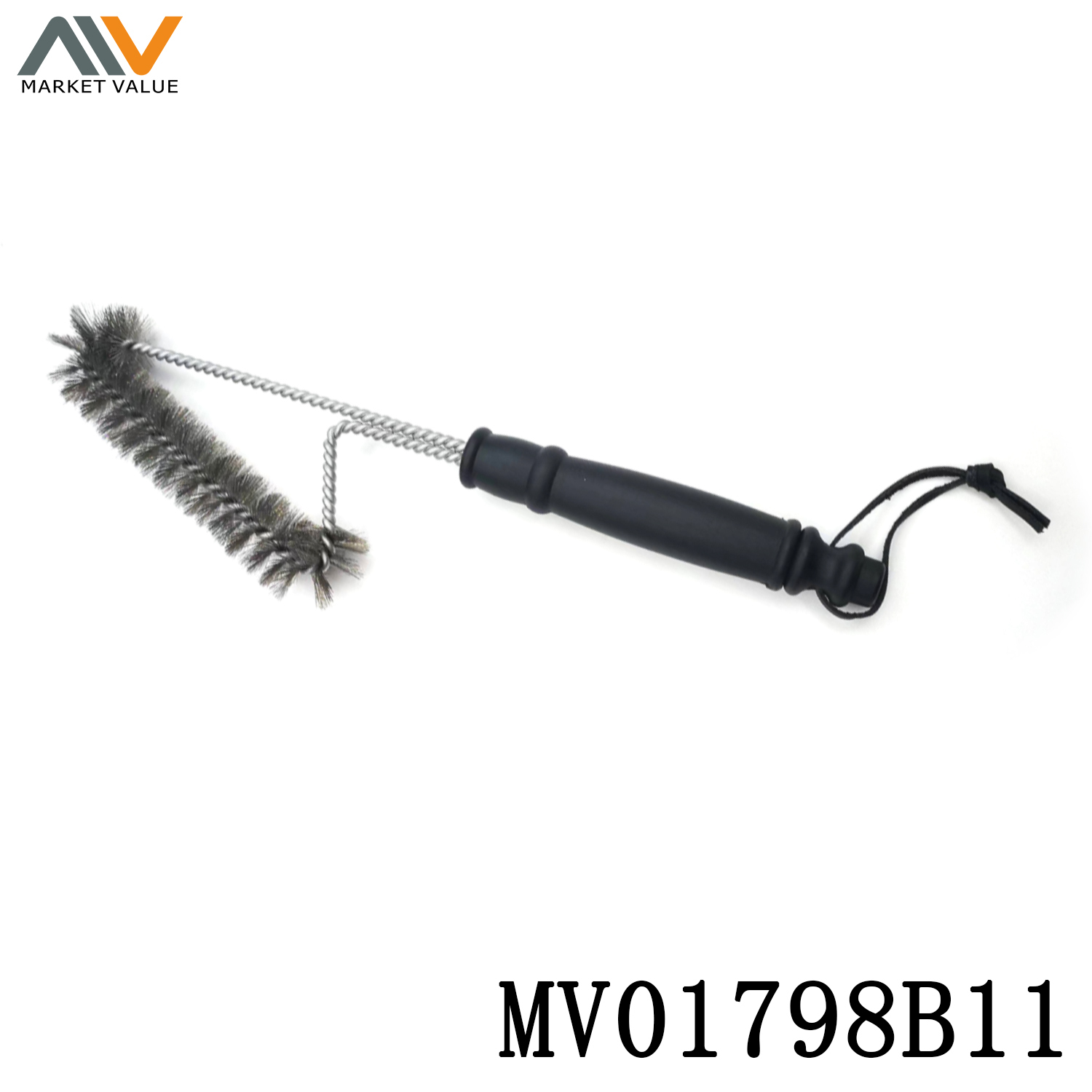 13in BBQ Brush Steel Tail with Handle Hang TAG